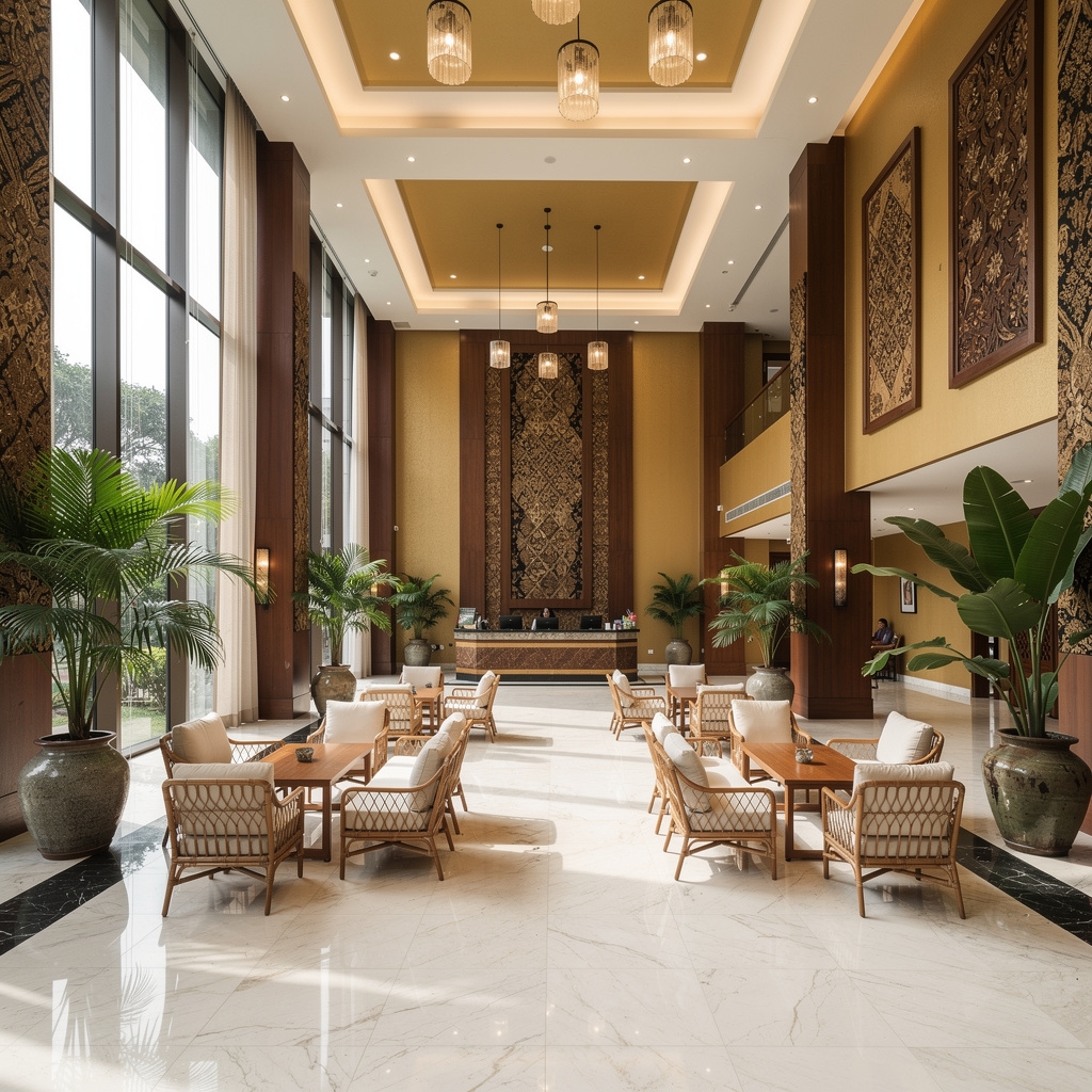 Lobi hotel butik dengan dekorasi tradisional Indonesia